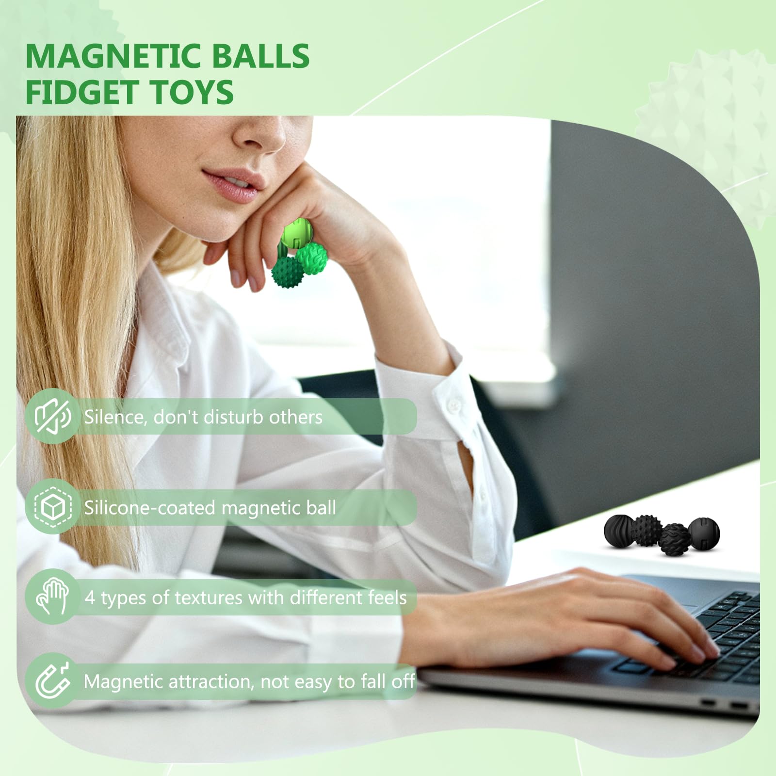 DGMDGS 8-Pack Silicone Magnetic Fidget Balls – Pink Stress Relief Toys for Teens and Adults (Ages 14+)