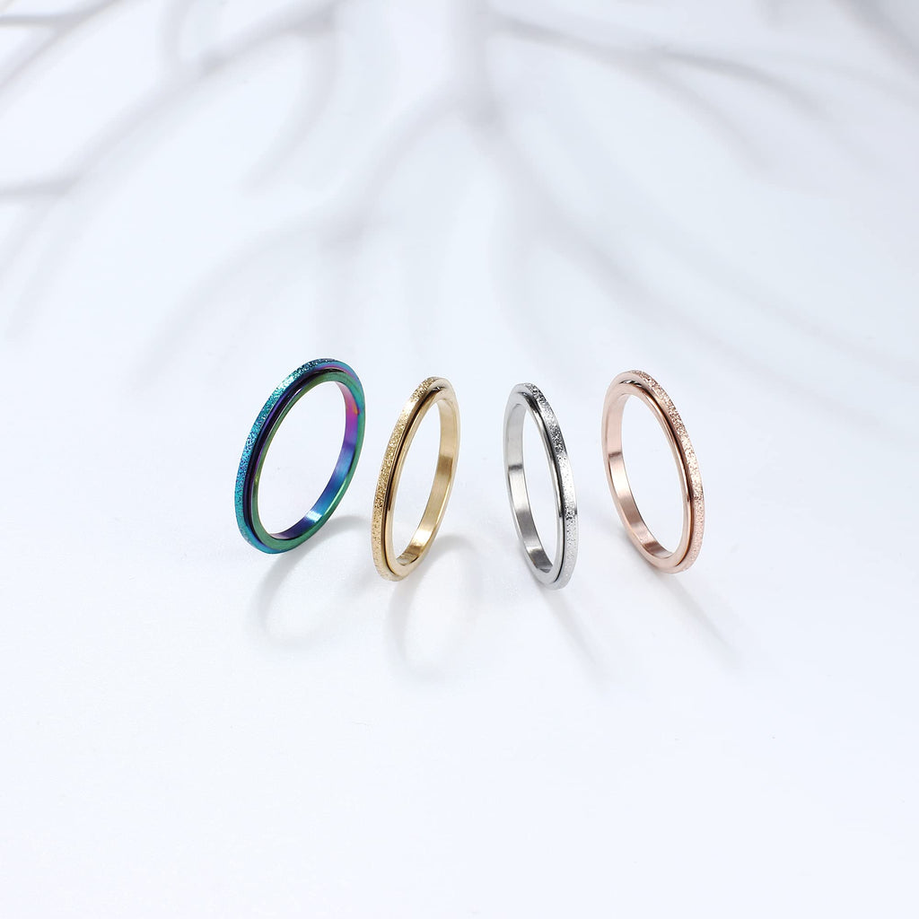 Diamday 2/4mm Titanium Steel Fidget Spinner Ring - Anxiety Relief for Women & Men