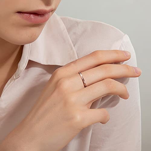 Diamday Fidget Ring for Anxiety Relief - 4mm Titanium Steel Spinner Ring with Glitter Sandblast Finish