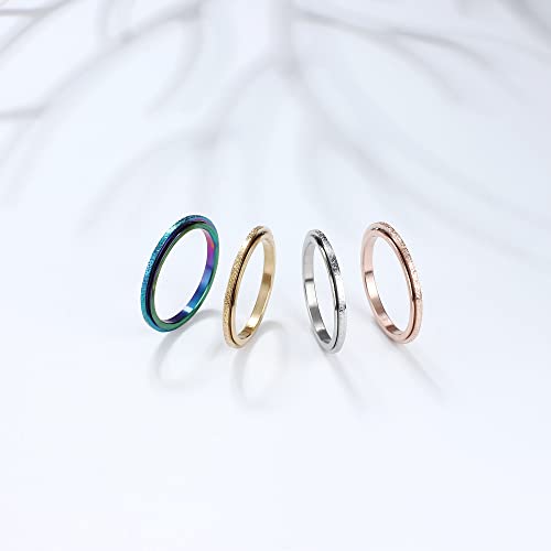 Diamday Fidget Ring for Anxiety – Titanium Steel Spinner Ring 2mm/4mm for Women Men
