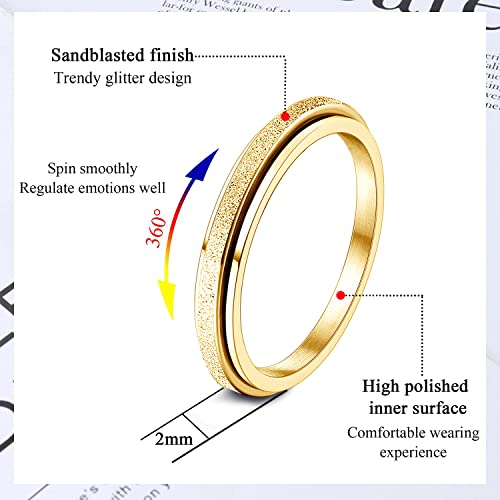 Diamday Fidget Ring for Anxiety – Titanium Steel Spinner Ring 2mm/4mm for Women Men