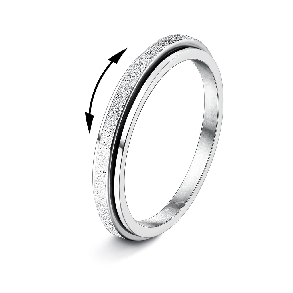 Diamday Titanium Steel Fidget Ring for Anxiety - 2mm/4mm Spinner Ring for Women Men - Sandblast Finish