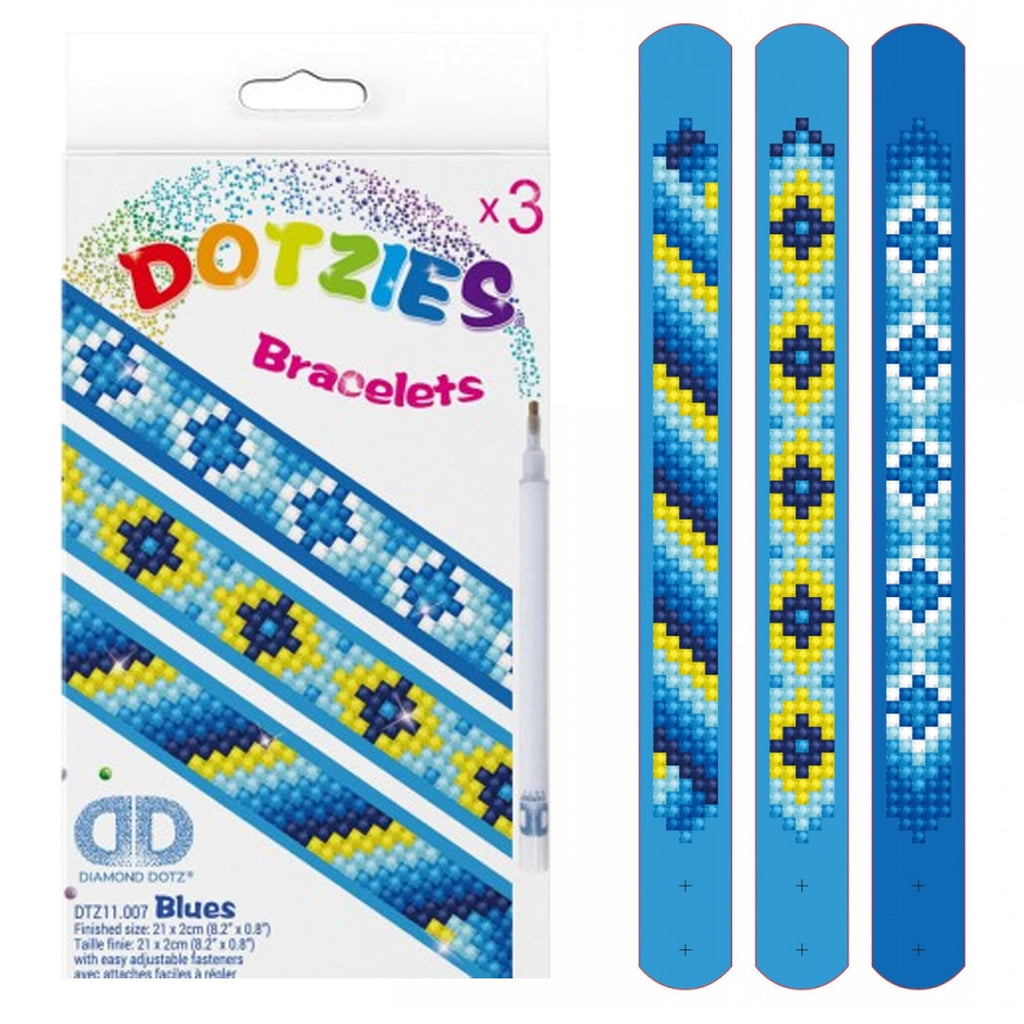 Diamond Dotz Dotzies Blues Diamond Painting Bracelet Kit – 3 Bracelets with Gemstones