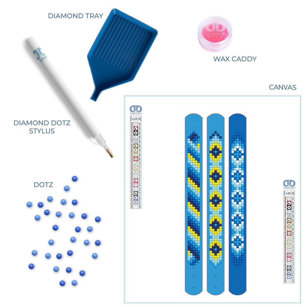 Diamond Dotz Dotzies Blues Diamond Painting Bracelet Kit – 3 Bracelets with Gemstones