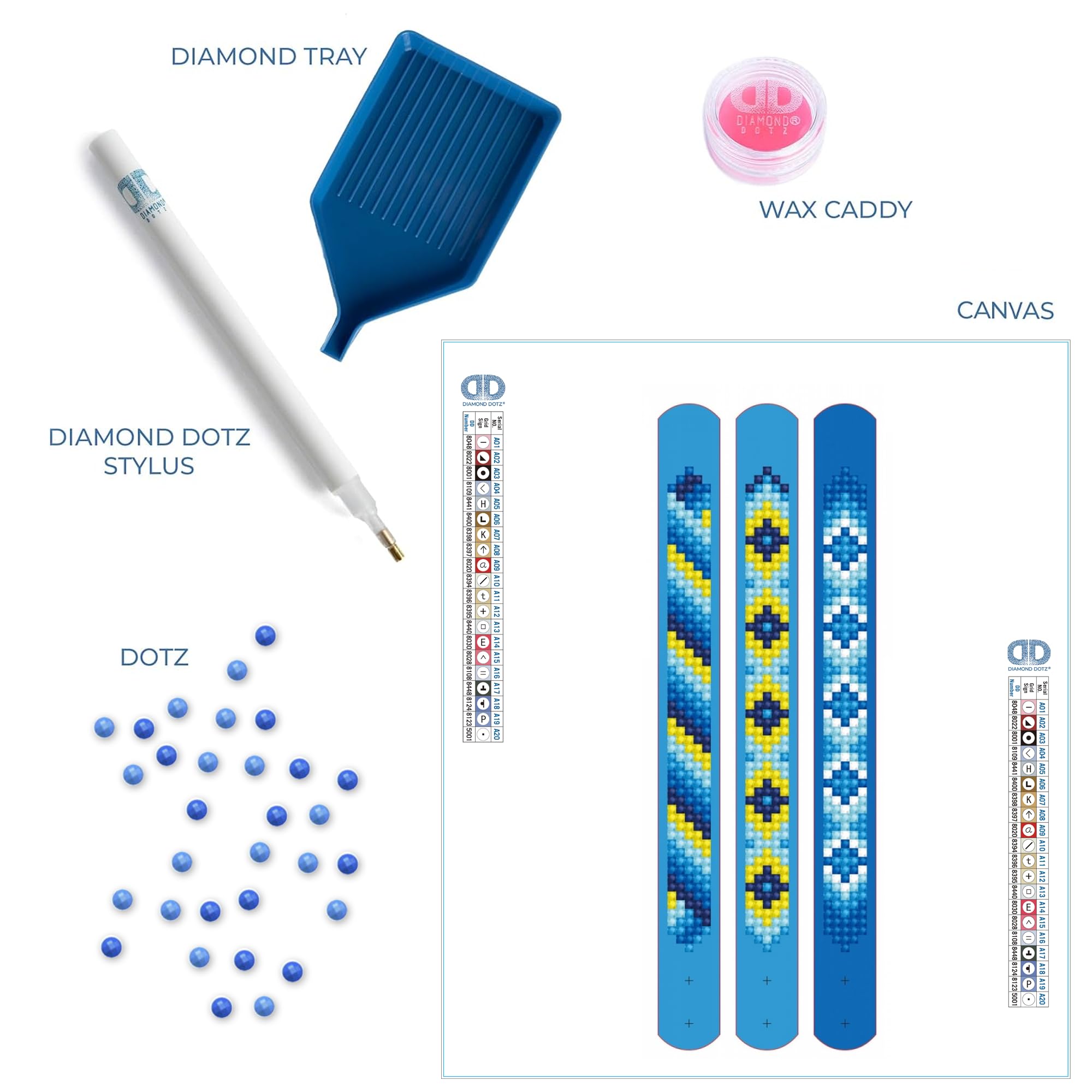 Diamond Dotz Dotzies Blues Diamond Painting Bracelet Kit – 3 Bracelets with Gemstones