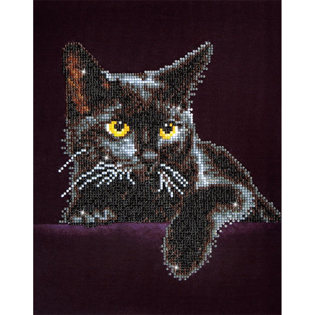 DIAMOND DOTZ Midnight Cat Diamond Art Kit – Partial Drill Round Dotz, 14x11 Inch Canvas for Adults