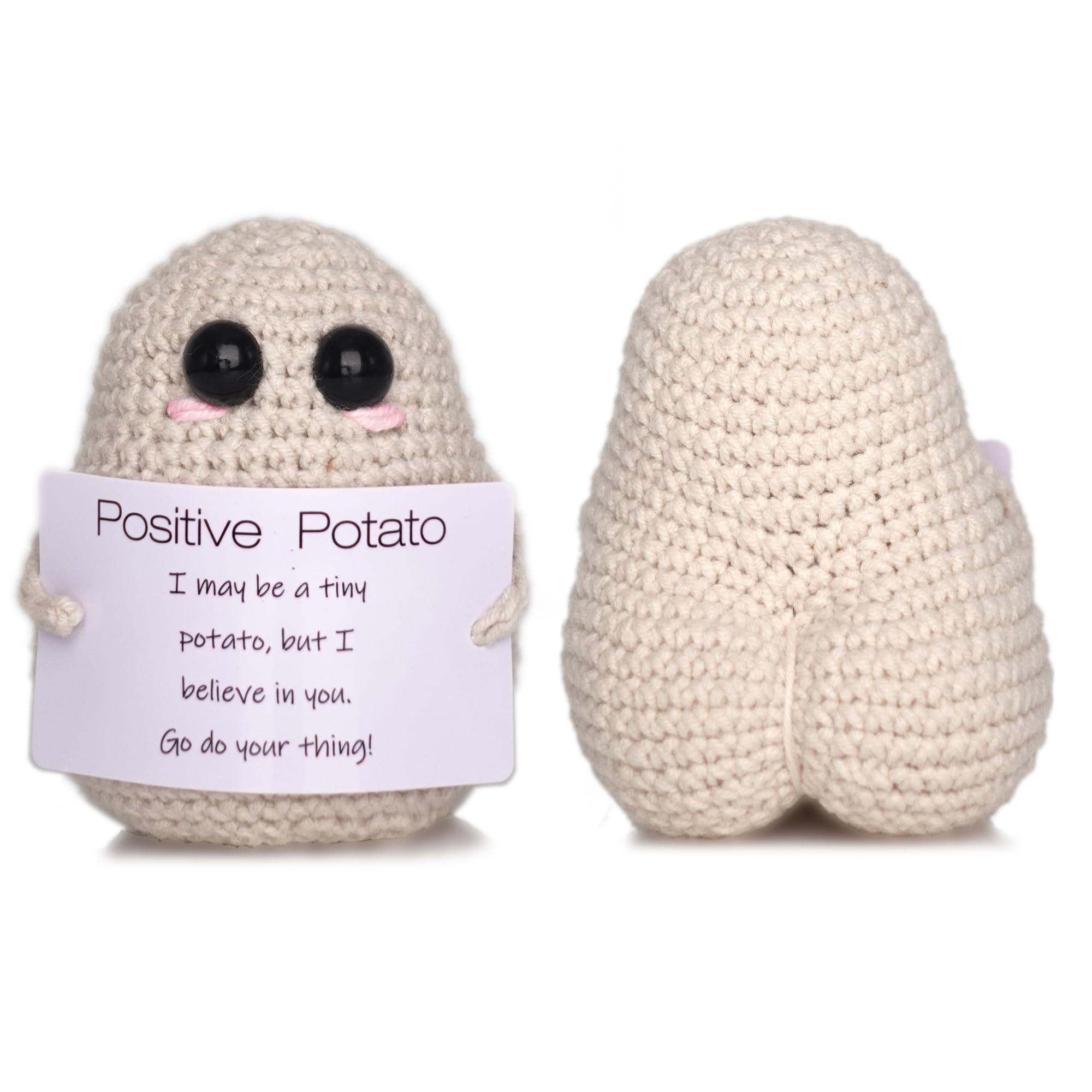 DICHA Positive Potato - Handmade Crochet Emotional Support Plush for Gifts and Decor, Beige