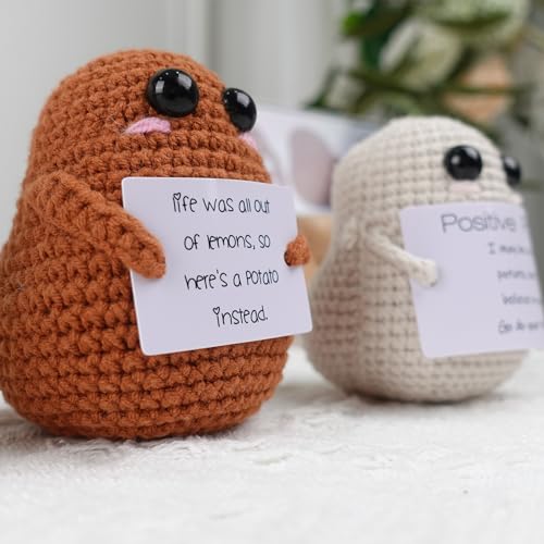 DICHA Positive Potato - Handmade Crochet Emotional Support Plush for Gifts and Decor, Beige