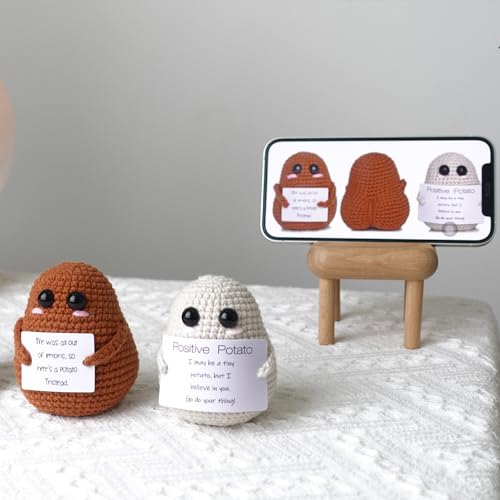 DICHA Positive Potato - Handmade Crochet Emotional Support Plush for Gifts and Decor, Beige