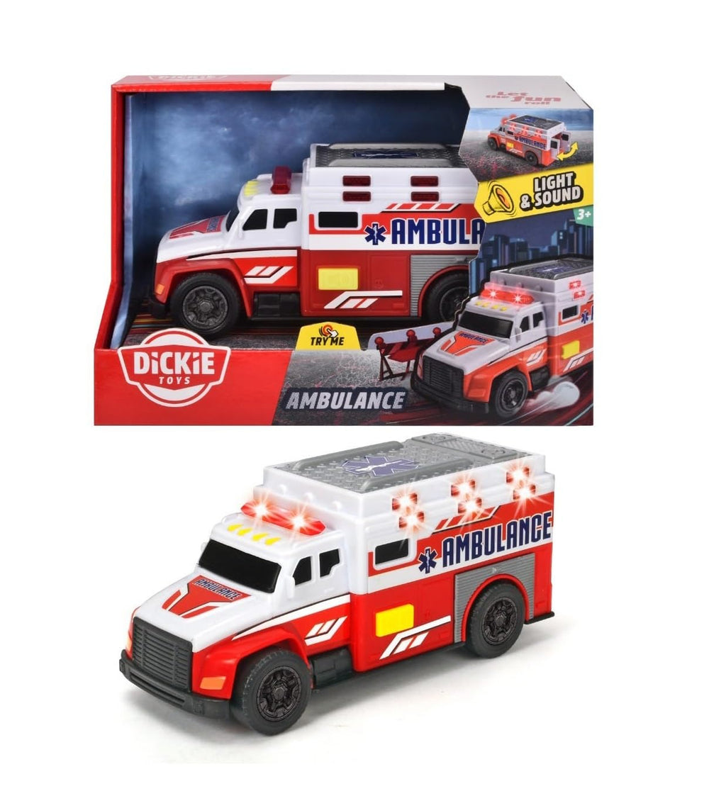 Dickie Toys Mini Action Series City Ambulance - 6 Inch Toy with Lights and Sounds