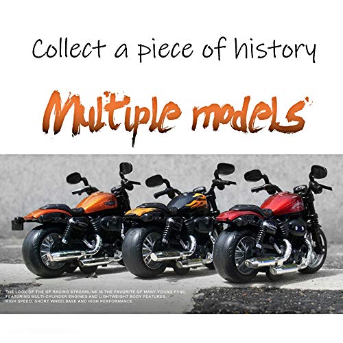 Die-Cast Pull Back Motorcycle Toy with Lights and Sounds - Black, for Kids Ages 3-8