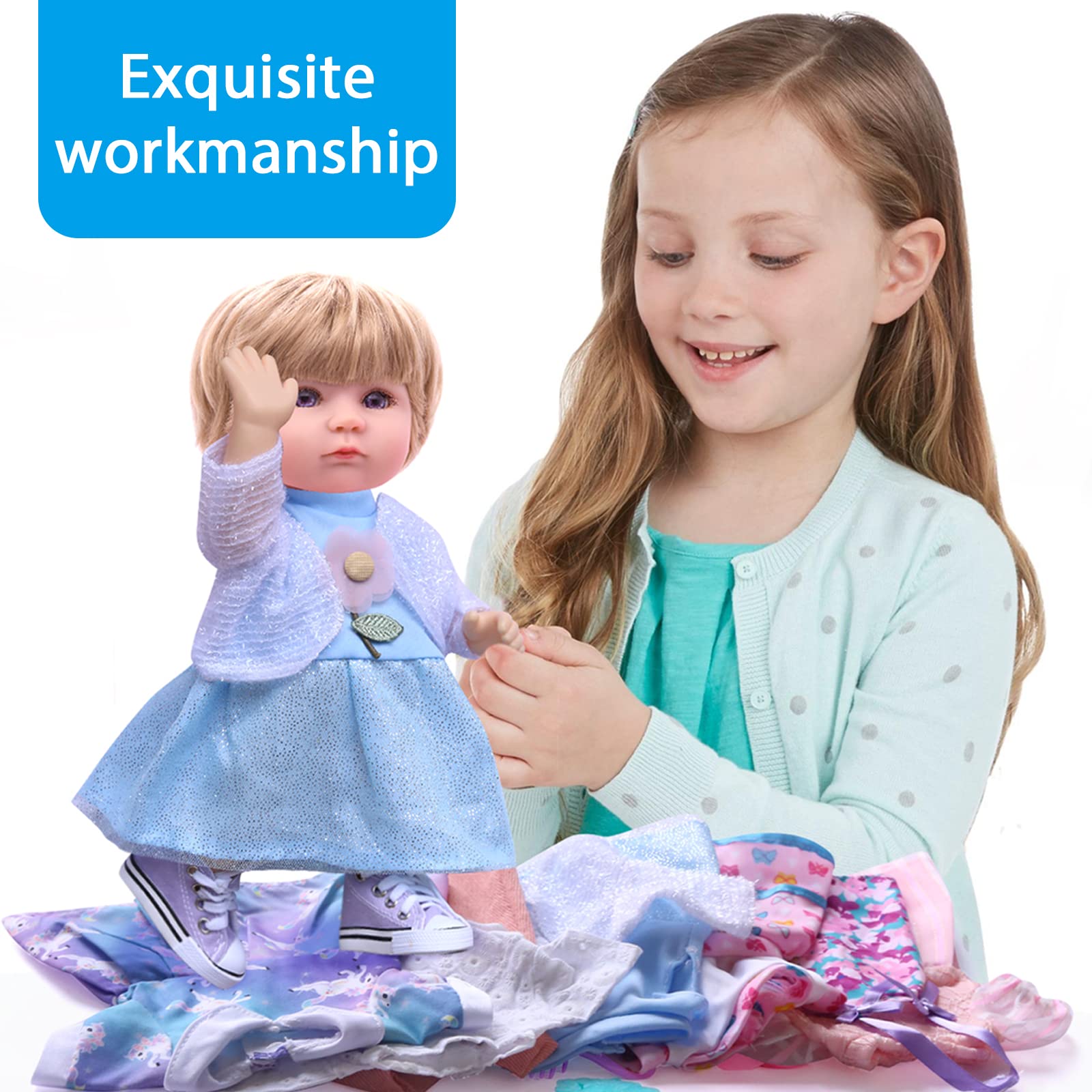 Digabi 6-Piece Doll Clothes Set for 12-Inch Dolls – Dress and Pajama Outfits with Velcro Closure