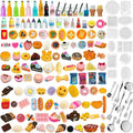Diinokiy 150-Piece Miniature Food & Drinks Set – Resin Dollhouse Accessories for Pretend Play (1:12 Scale)