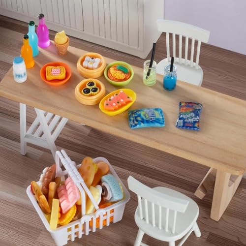 Diinokiy 150-Piece Miniature Food & Drinks Set – Resin Dollhouse Accessories for Pretend Play (1:12 Scale)
