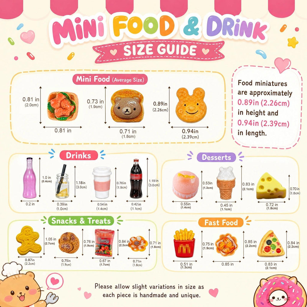 Diinokiy 150-Piece Miniature Food & Drinks Set – Resin Dollhouse Accessories for Pretend Play (1:12 Scale)