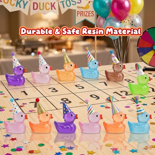 Diinokiy 160-Piece Glow-in-the-Dark Mini Resin Ducks with Santa Hats for Christmas Decor, Fairy Gardens, DIY Projects