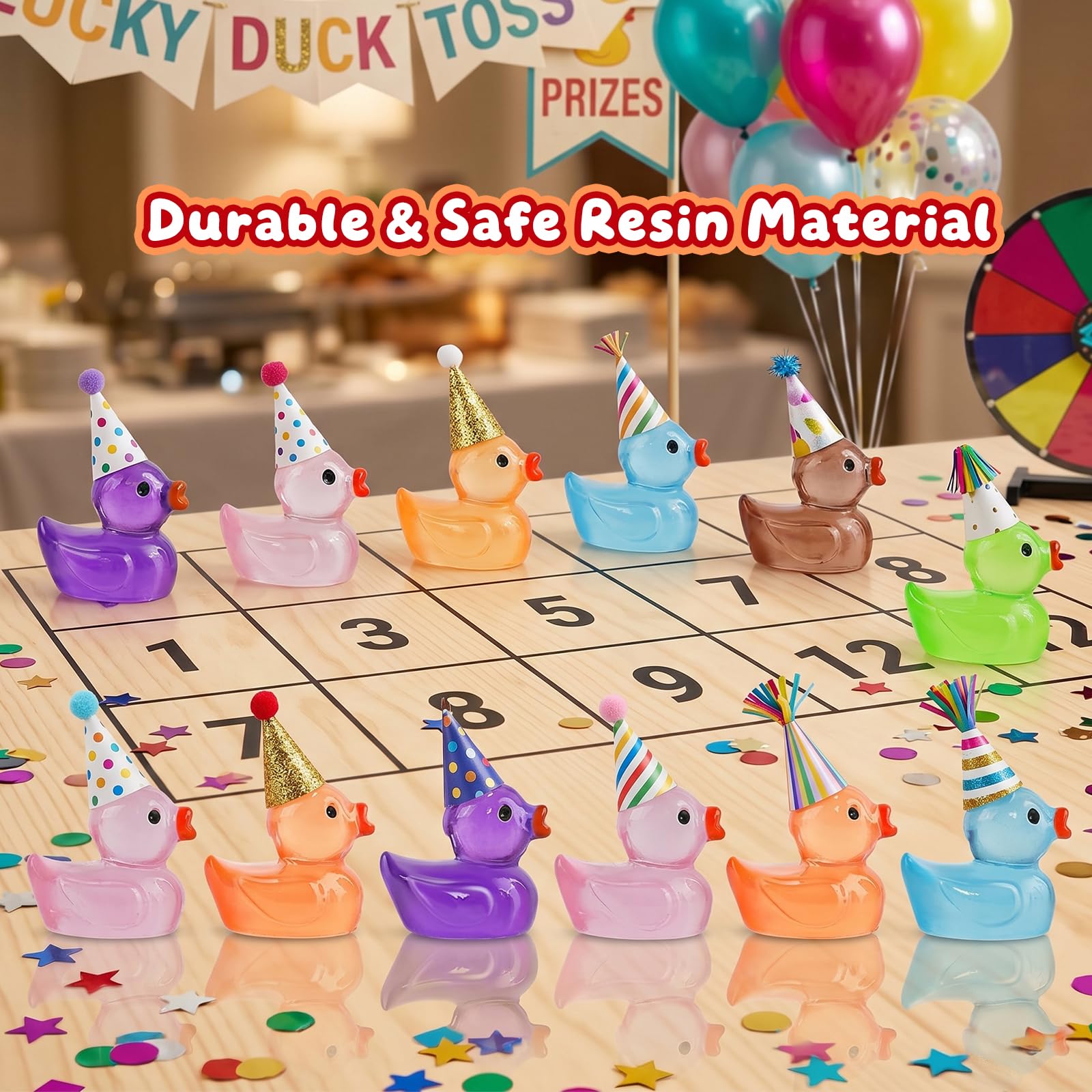 Diinokiy 160-Piece Glow-in-the-Dark Mini Resin Ducks with Santa Hats for Christmas Decor, Fairy Gardens, DIY Projects