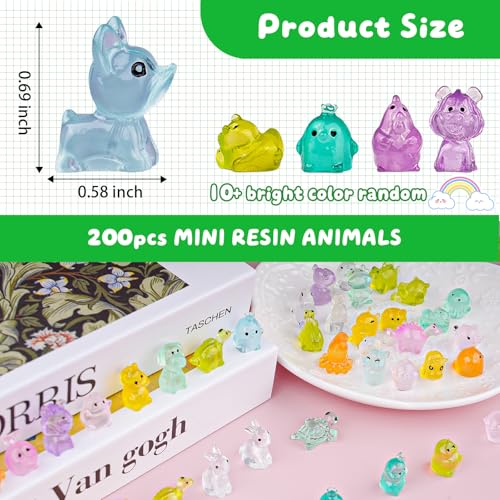 Diinokiy 200-Piece Luminous Mini Resin Animals Set – Glow-in-the-Dark Fairy Garden Decor