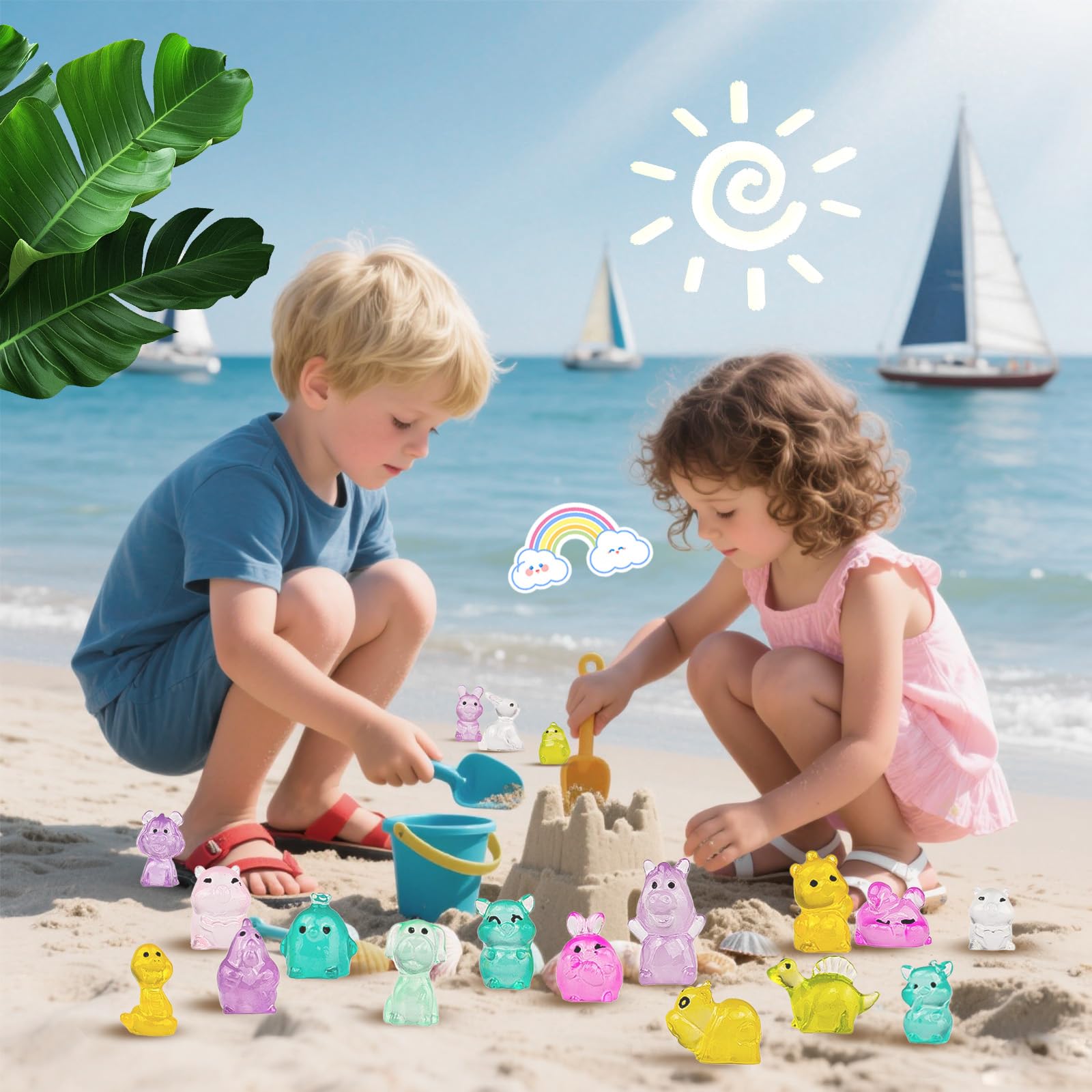 Diinokiy 200-Piece Luminous Mini Resin Animals Set – Glow-in-the-Dark Fairy Garden Decor