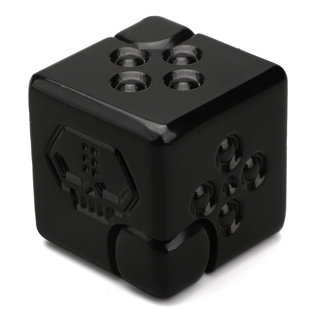 Dilabnba 2-in-1 Metal Infinity Cube Spinner Fidget Toy – Magnetic Dice Puzzle Cube Desk Gadget for Adults (Black)