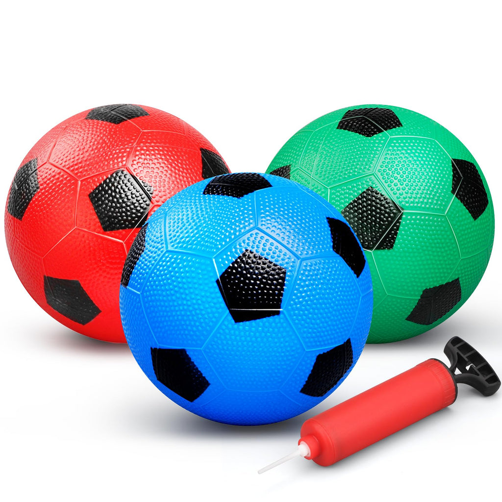 Dilabnba 6 Inch Mini Soccer Balls for Kids – Set of 6 Soft Rubber Inflatable Balls with Pump