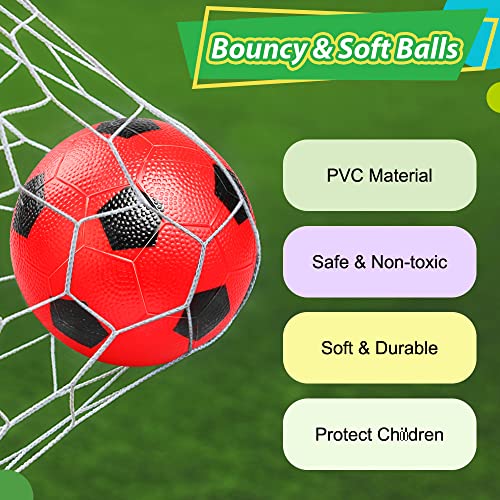 Dilabnba 6 Inch Mini Soccer Balls for Kids – Set of 6 Soft Rubber Inflatable Balls with Pump