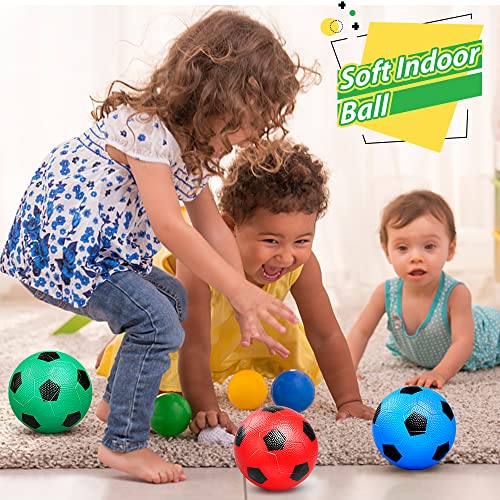 Dilabnba 6 Inch Mini Soccer Balls for Kids – Set of 6 Soft Rubber Inflatable Balls with Pump