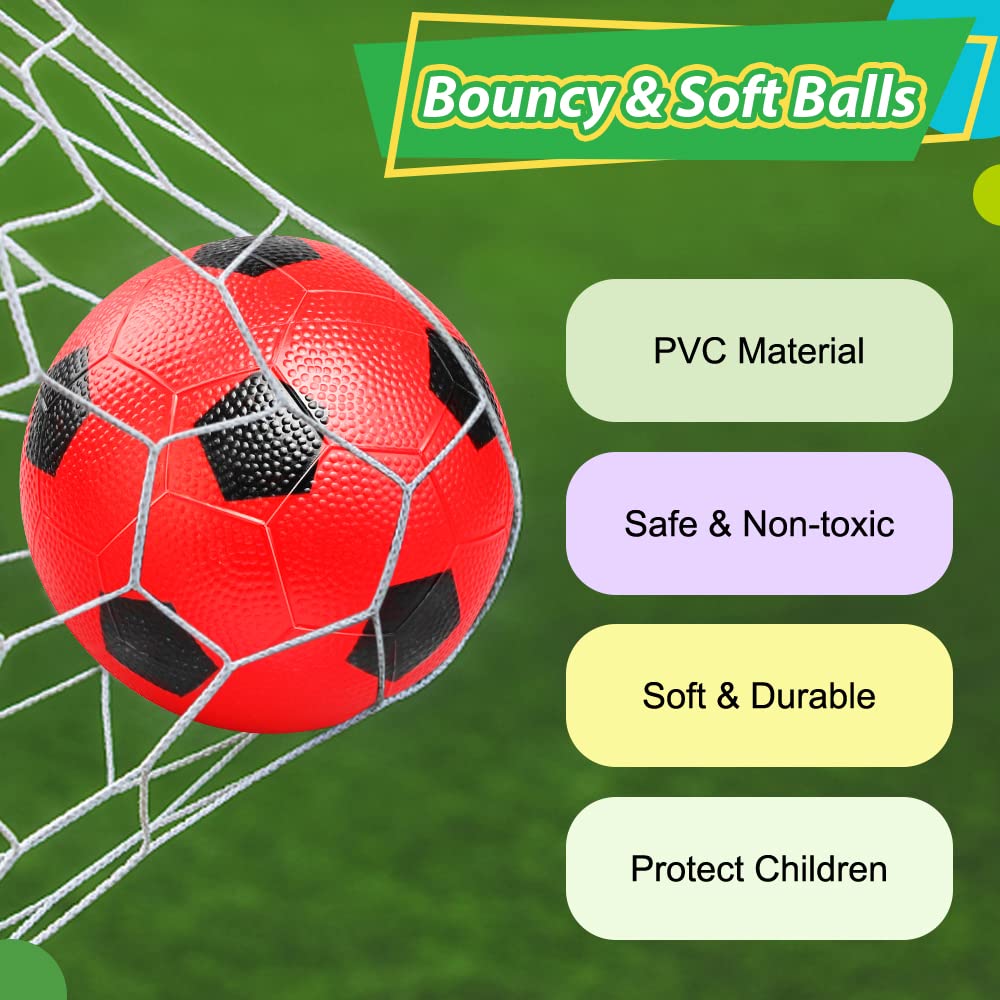 Dilabnba 6 Inch Mini Soccer Balls for Kids – Set of 6 Soft Rubber Inflatable Balls with Pump