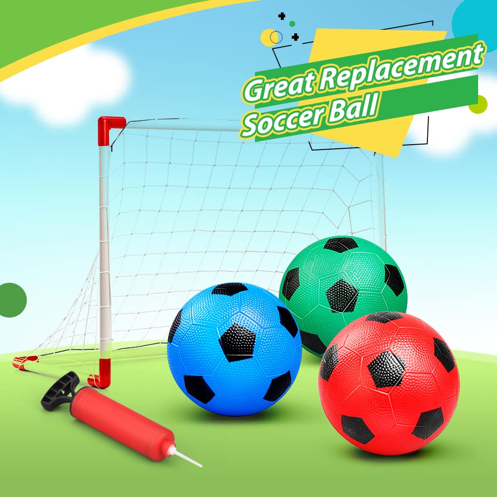 Dilabnba 6 Inch Mini Soccer Balls for Kids – Set of 6 Soft Rubber Inflatable Balls with Pump