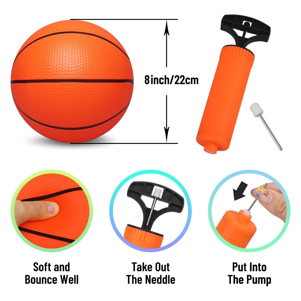 Dilabnba 8-Inch Mini Rubber Basketballs (4-Pack) – Soft, Bouncy, and Safe for Kids Indoor/Outdoor Play
