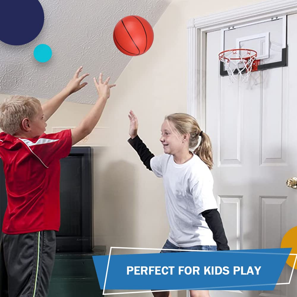 Dilabnba 8-Inch Mini Rubber Basketballs 4-Pack with Pump - Non-Toxic Bouncy Balls for Kids and Indoor/Outdoor Play