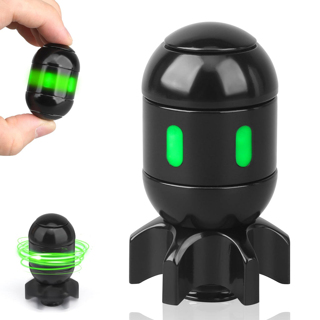 Dilabnba Atomic Bomb Fidget Spinner – Metal Desk Toy with Glow Mode, CNC Alloy, Transformable (Black)