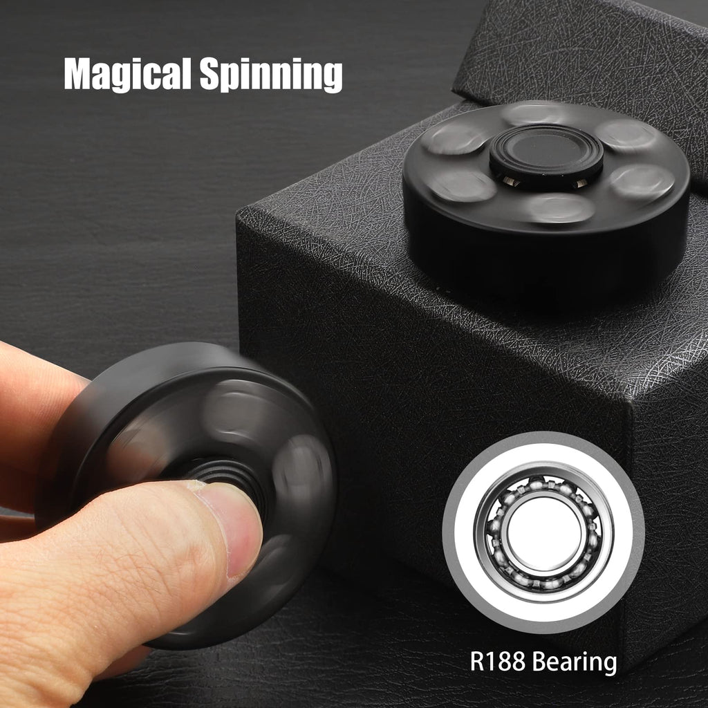 Dilabnba Black Metal Fidget Spinner – Stress Relief Toy for Adults and Kids