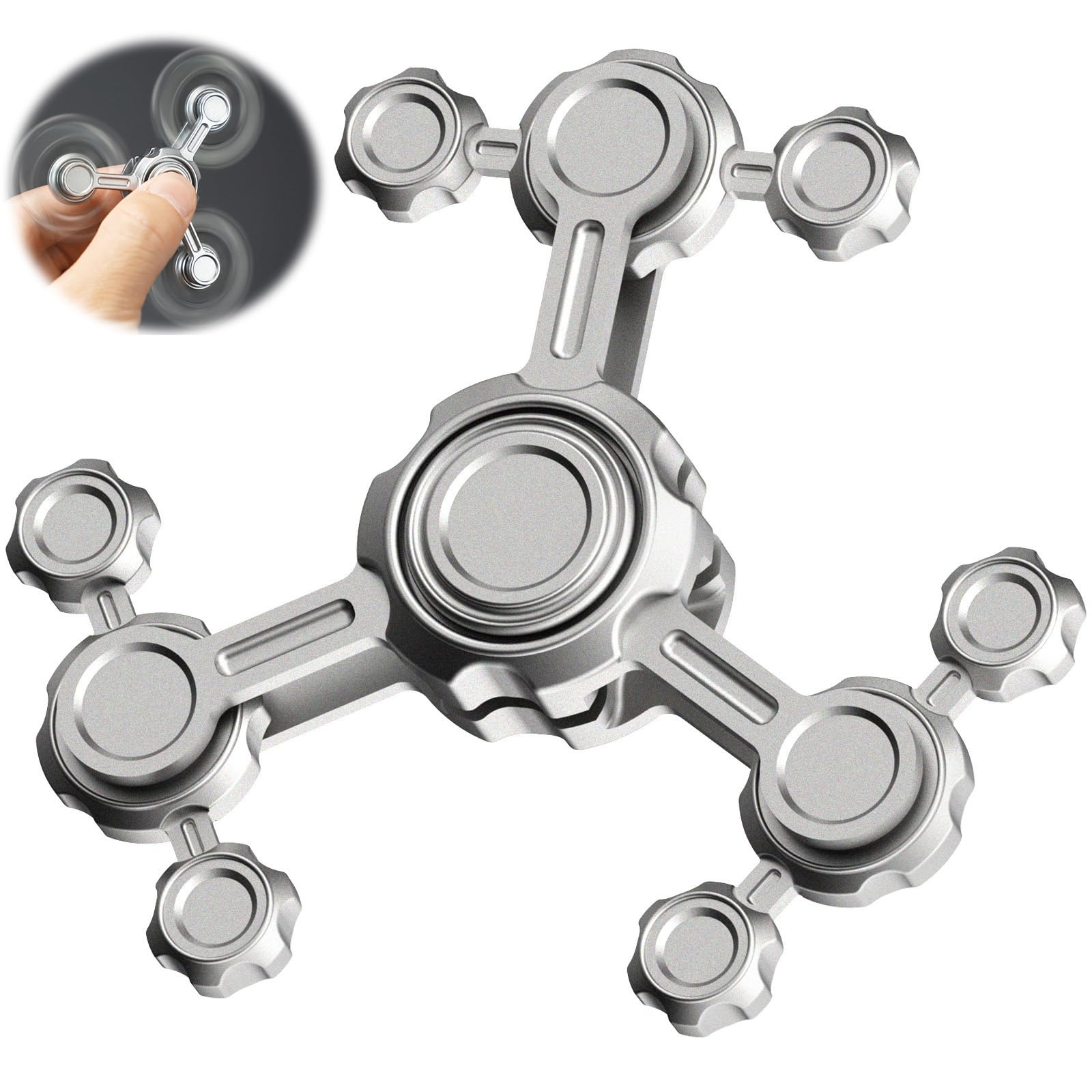Dilabnba Infinity Gear Fidget Spinner – Metal Three-Arm Gyro for Stress Relief and Focus