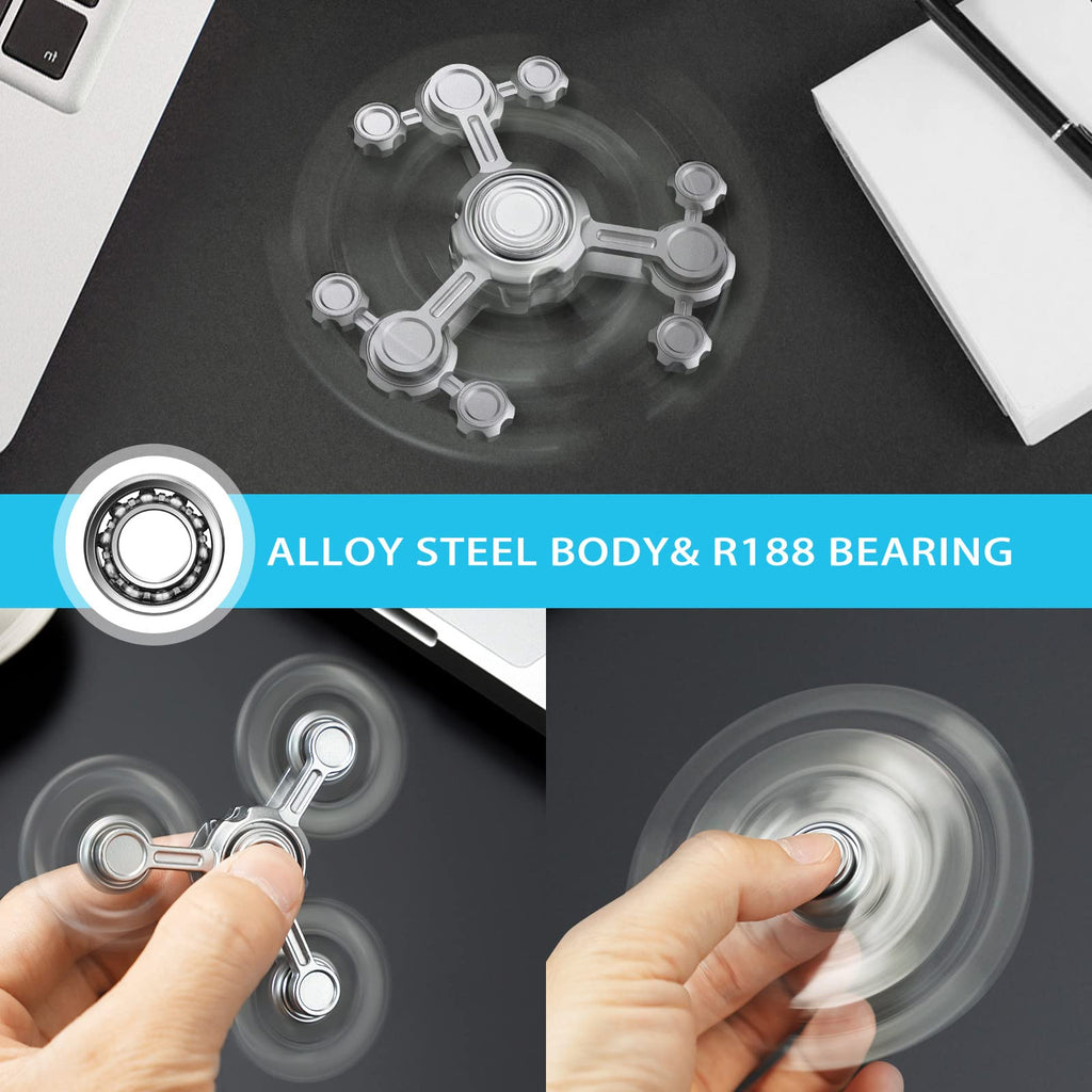 Dilabnba Infinity Gear Fidget Spinner – Metal Three-Arm Gyro for Stress Relief and Focus