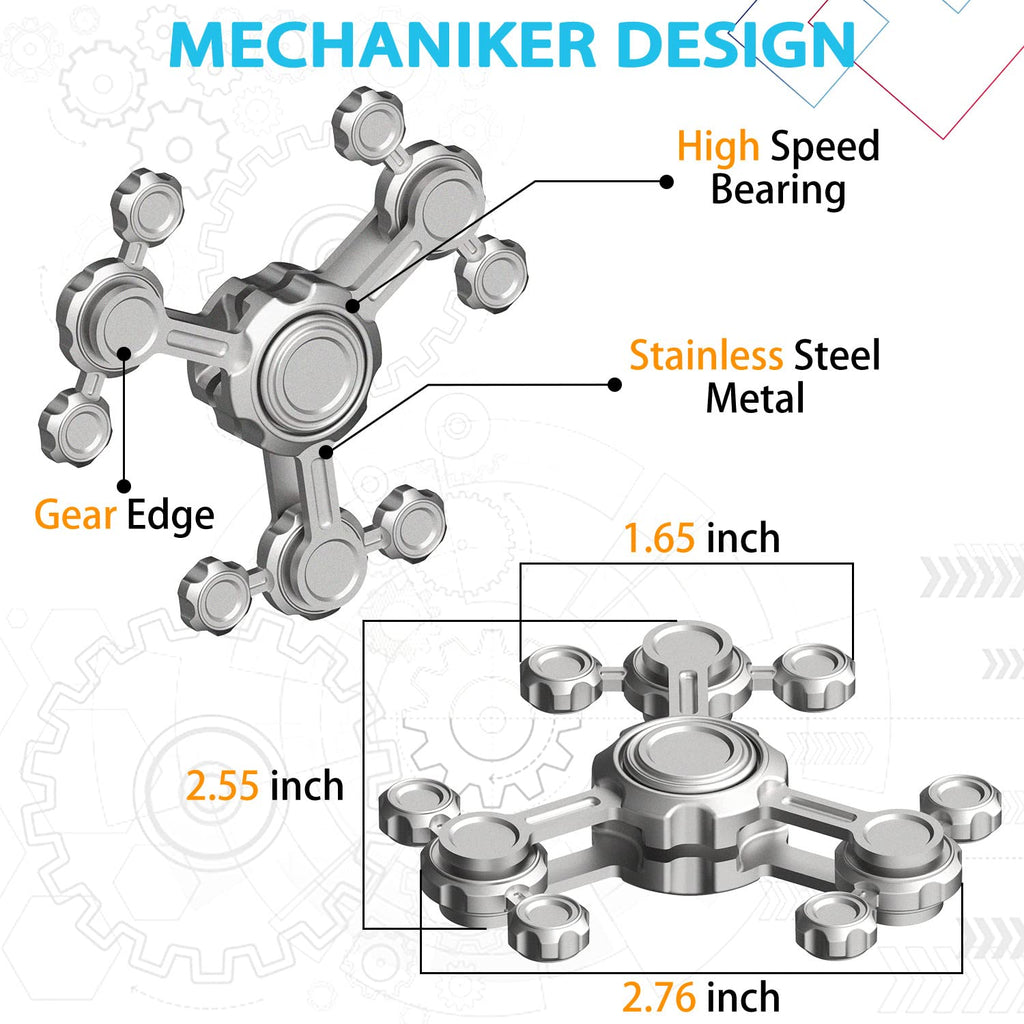 Dilabnba Infinity Gear Fidget Spinner – Metal Three-Arm Gyro for Stress Relief and Focus