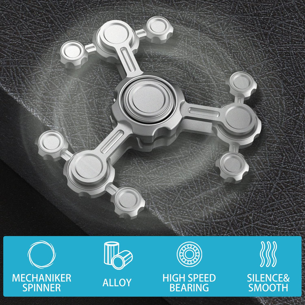 Dilabnba Infinity Gear Fidget Spinner – Metal Three-Arm Gyro for Stress Relief and Focus