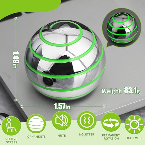 Dilabnba Kinetic Spinner Toy – Silent Optical Illusion Metal Desk Gyro Ball with Travel Case (1.5" Silvery)