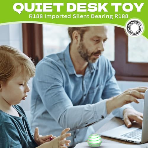 Dilabnba Kinetic Spinner Toy – Silent Optical Illusion Metal Desk Gyro Ball with Travel Case (1.5" Silvery)