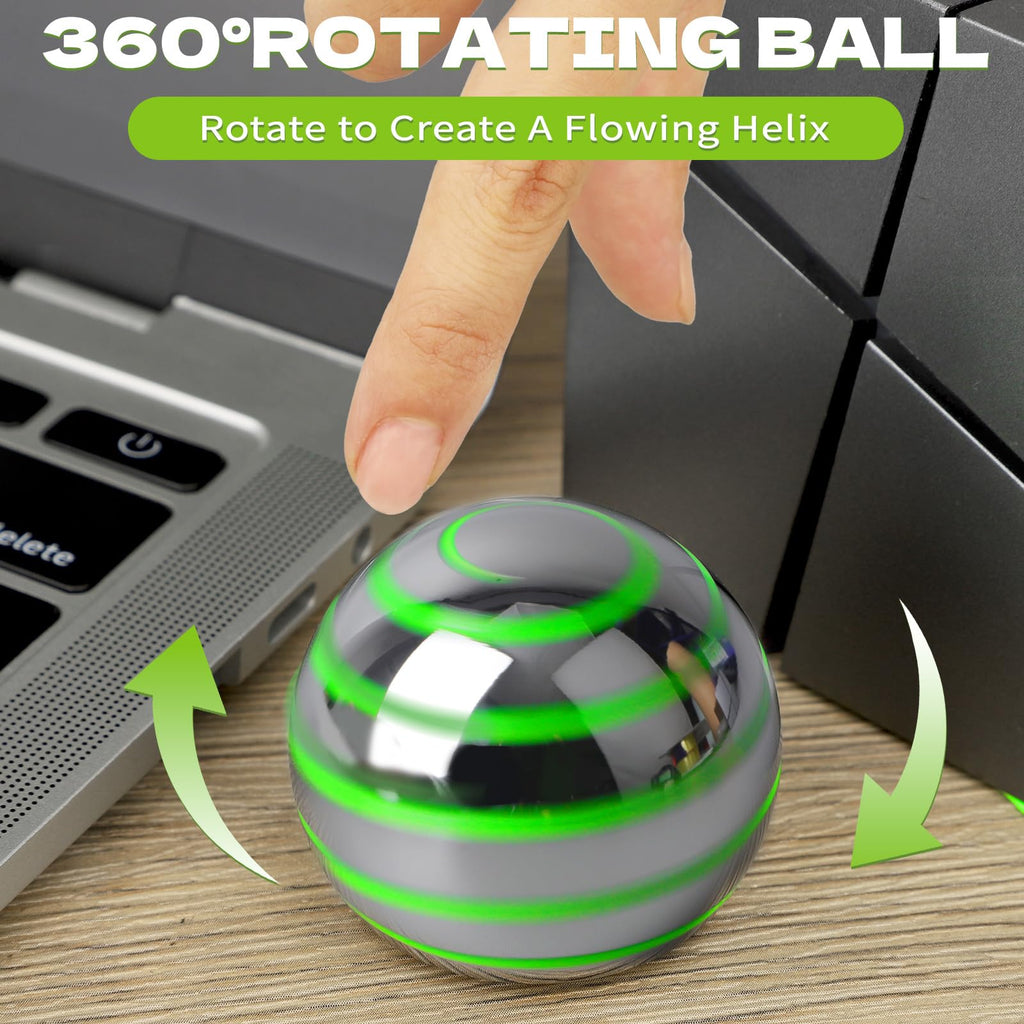 Dilabnba Kinetic Spinner Toy – Silent Optical Illusion Metal Desk Gyro Ball with Travel Case (1.5" Silvery)
