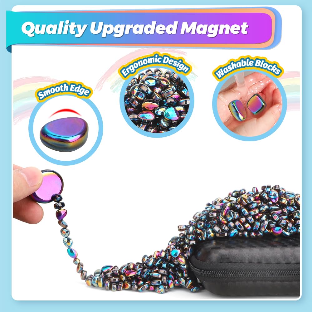 Dilabnba Magnetic Putty Fidget Toy – 300g Ferrite Putty with 2 Large Magnet Rocks – Rainbow Desk Toy for Adults