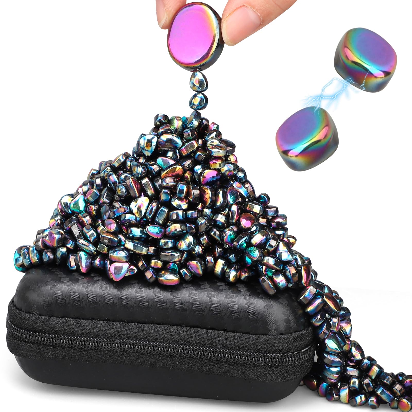 Dilabnba Magnetic Putty Fidget Toy – 300g Ferrite Putty with 2 Large Magnet Rocks – Rainbow Desk Toy for Adults