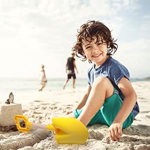 Dilabnda 16-Inch Kids Sand Shovels Set of 3 – Wood Handle Beach Spades for Sandbox, Garden, Snow