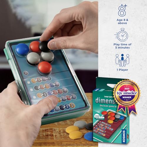 Dimension: The Brain Game to Go – Portable 3D Stacking Puzzle with 200 Challenges, 4 Levels, for Ages 8+ by Thames & Kosmos