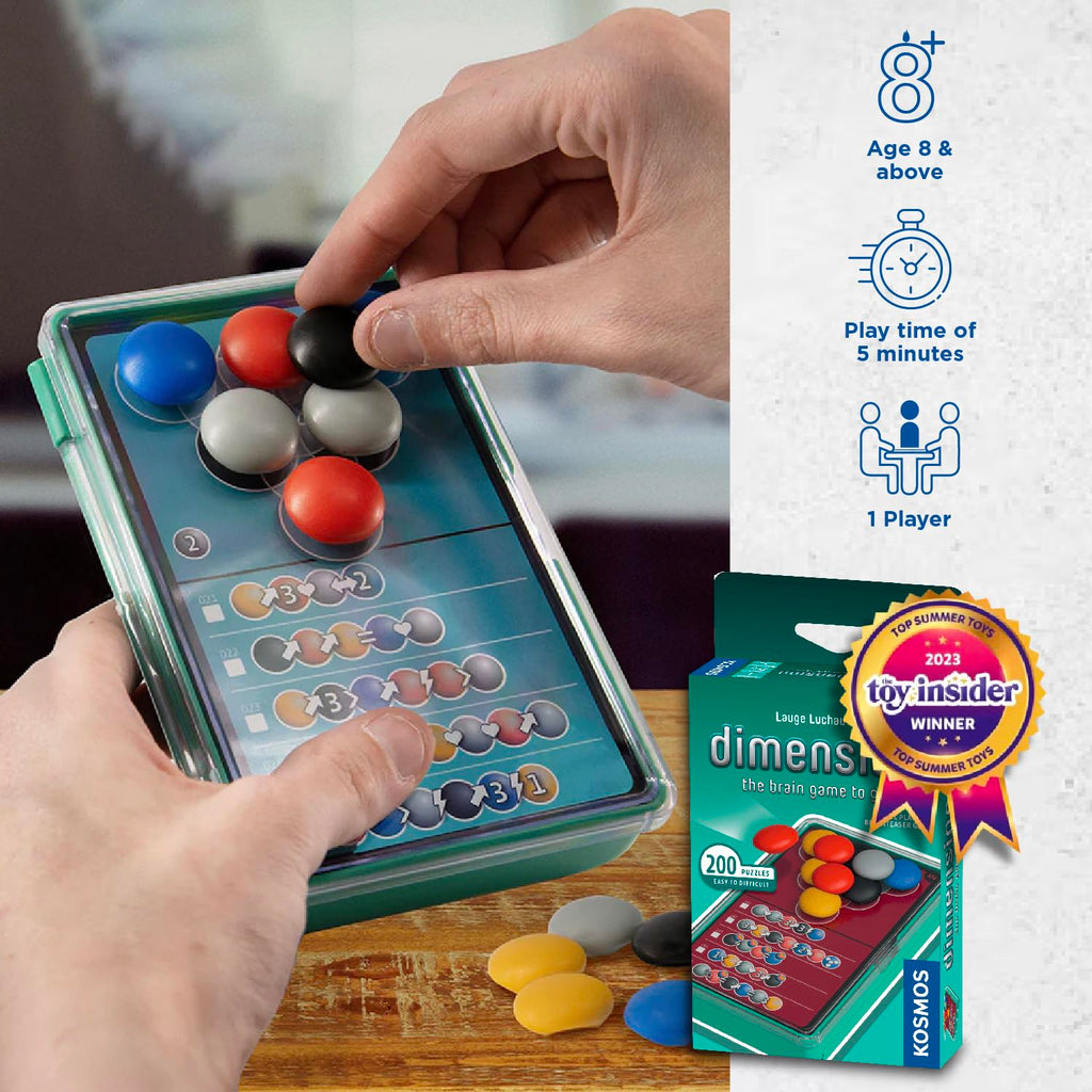Dimension: The Brain Game to Go – Portable 3D Stacking Puzzle with 200 Challenges, 4 Levels, for Ages 8+ by Thames & Kosmos