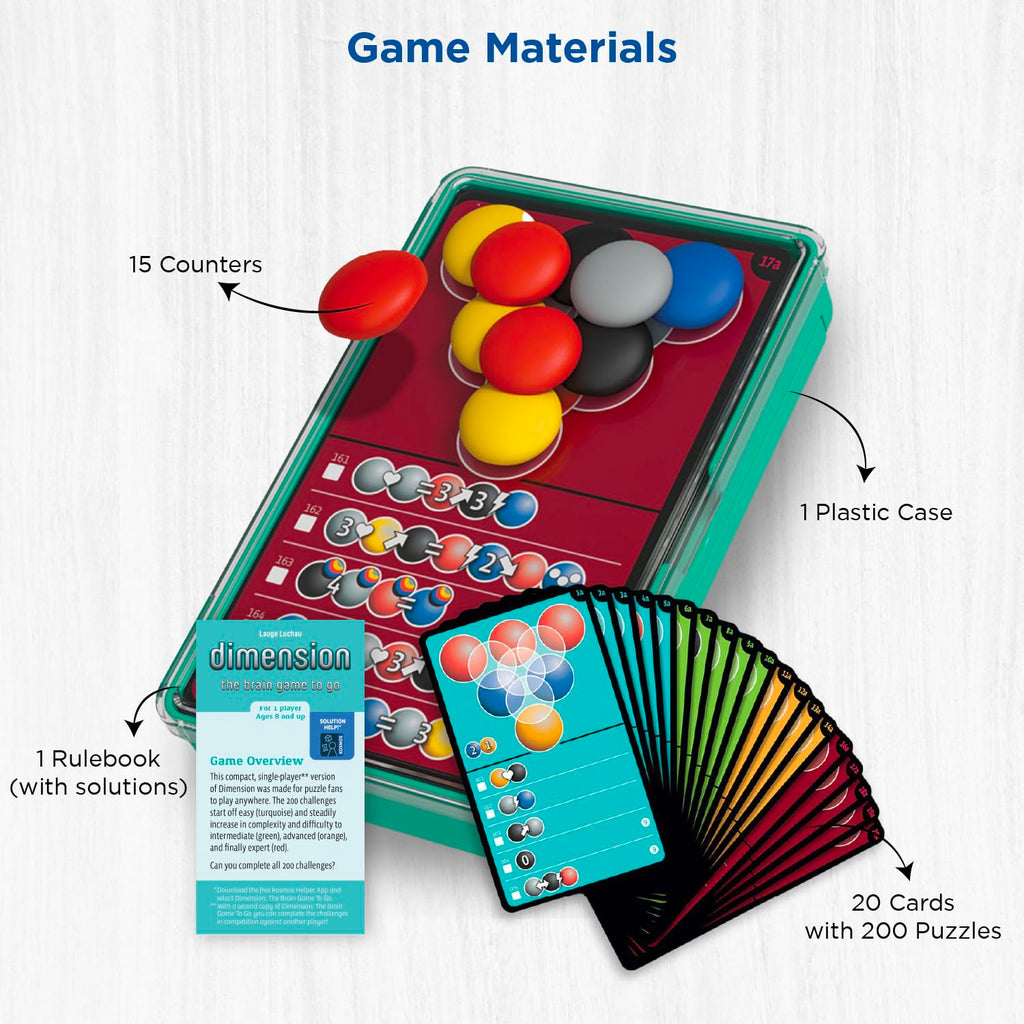 Dimension: The Brain Game to Go – Portable 3D Stacking Puzzle with 200 Challenges, 4 Levels, for Ages 8+ by Thames & Kosmos