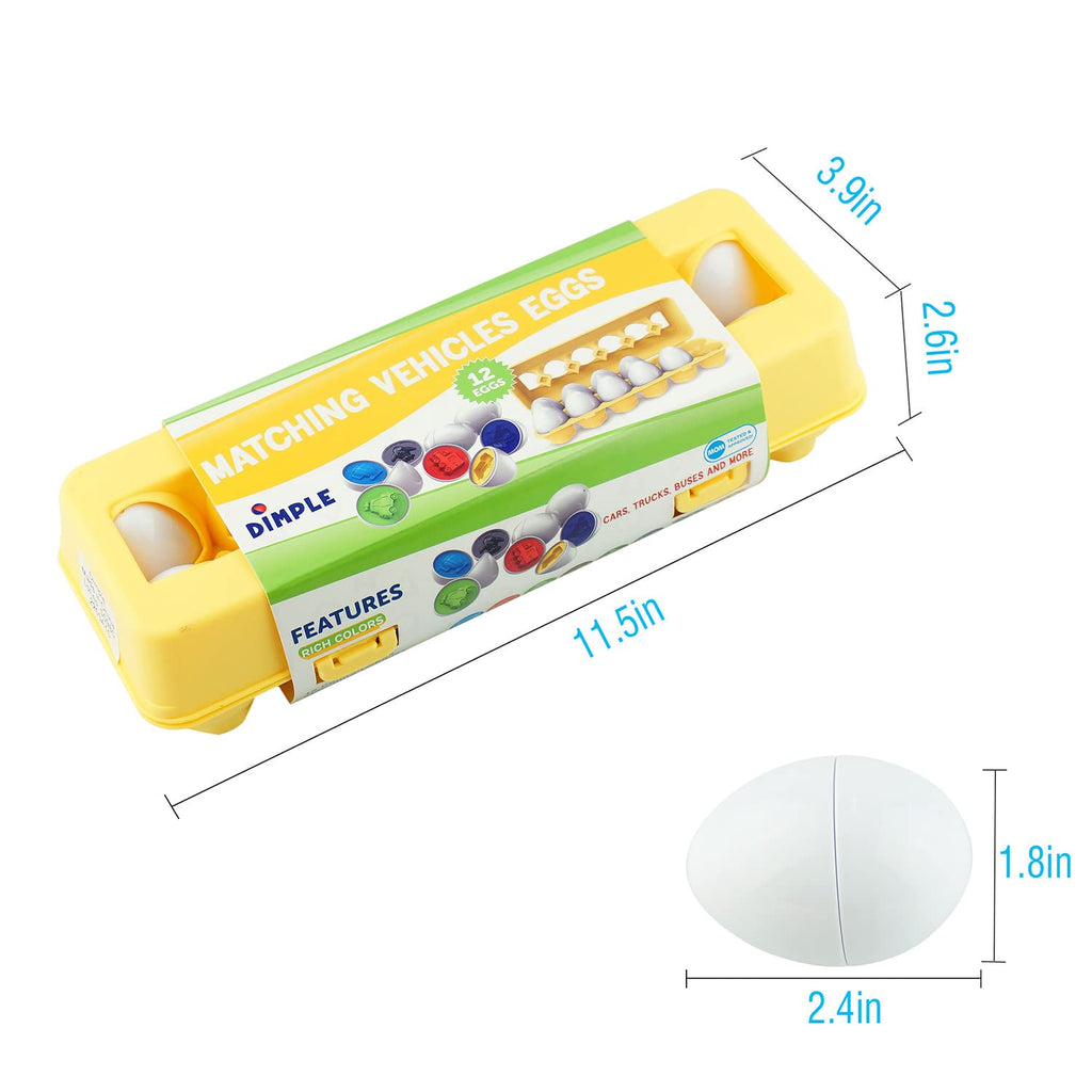 Dimple 12 PCS Vehicle Car Egg Matching Toy – Educational Plastic Easter Eggs for Toddlers