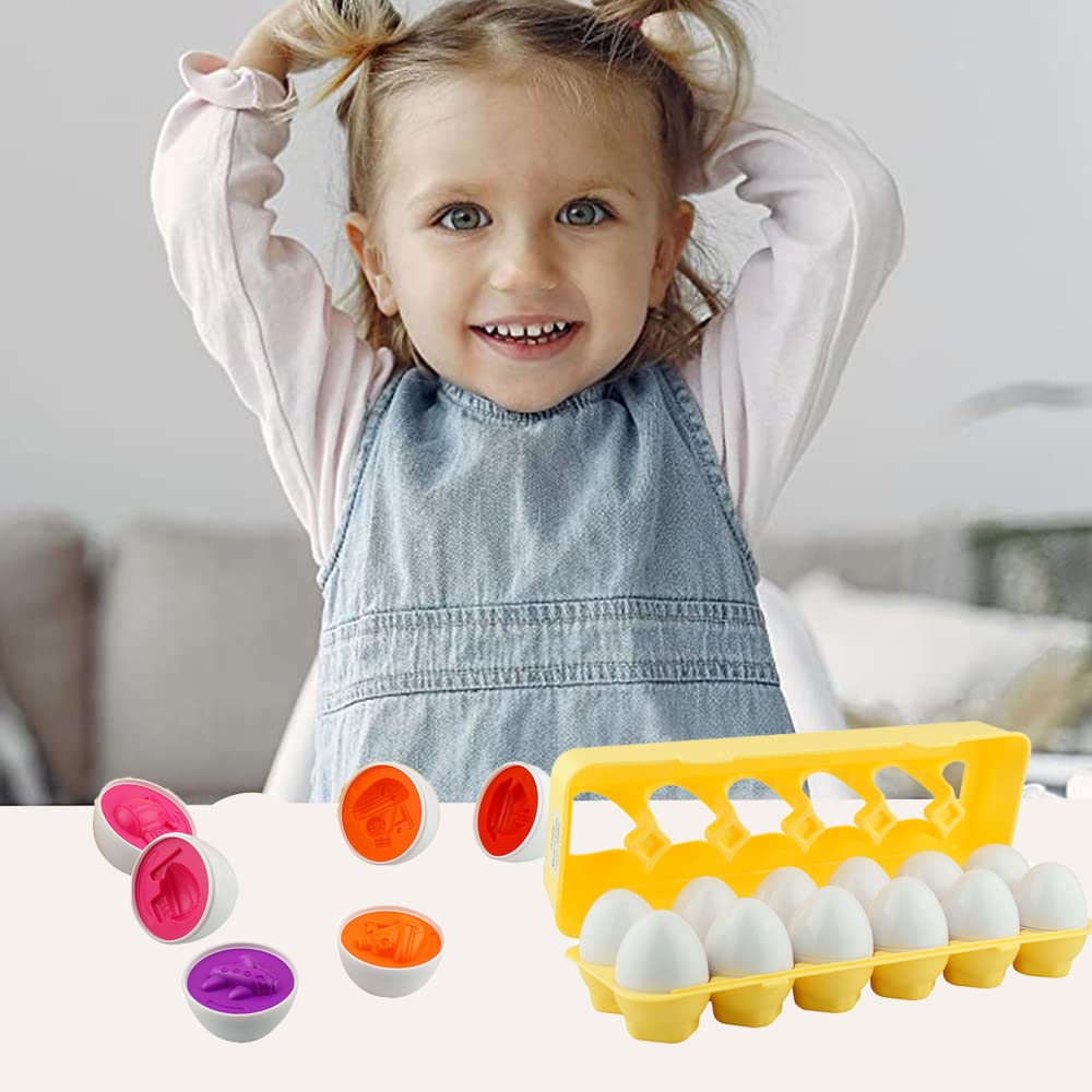 Dimple 12 PCS Vehicle Car Egg Matching Toy – Educational Plastic Easter Eggs for Toddlers