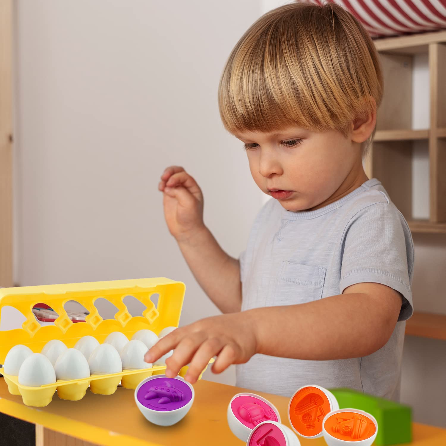 Dimple 12 PCS Vehicle Car Egg Matching Toy – Educational Plastic Easter Eggs for Toddlers