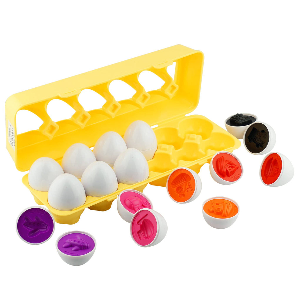 Dimple 12 PCS Vehicle Car Egg Matching Toy – Educational Plastic Easter Eggs for Toddlers